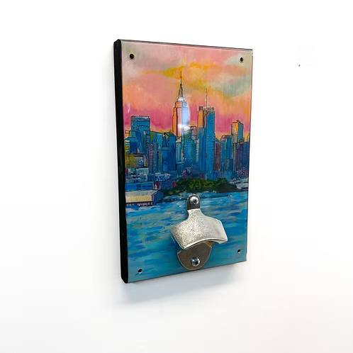New York City Skyline Painting Bottle Opener