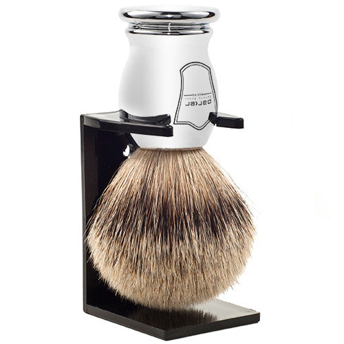 Parker 100% Silvertip Badger Bristal Chrome Handle with Free Brush Stand