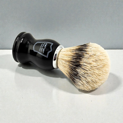 Black Handle Silvertip Badger Bristle Brush with Stand