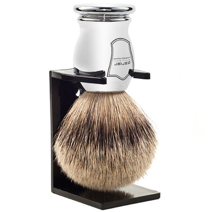 Parker 100% Silvertip Badger Bristal Chrome Handle with Free Brush Stand