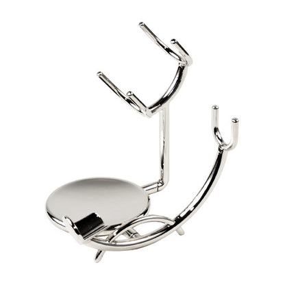 Chrome Razor and Brush Stand for both Straight and Long Handle Safety Razors