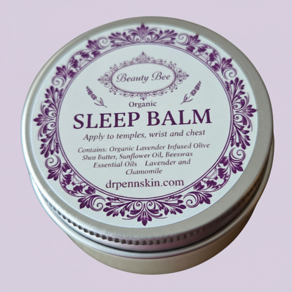 Beauty Bee Organic Sleep Balm - New Label on Lavender Background